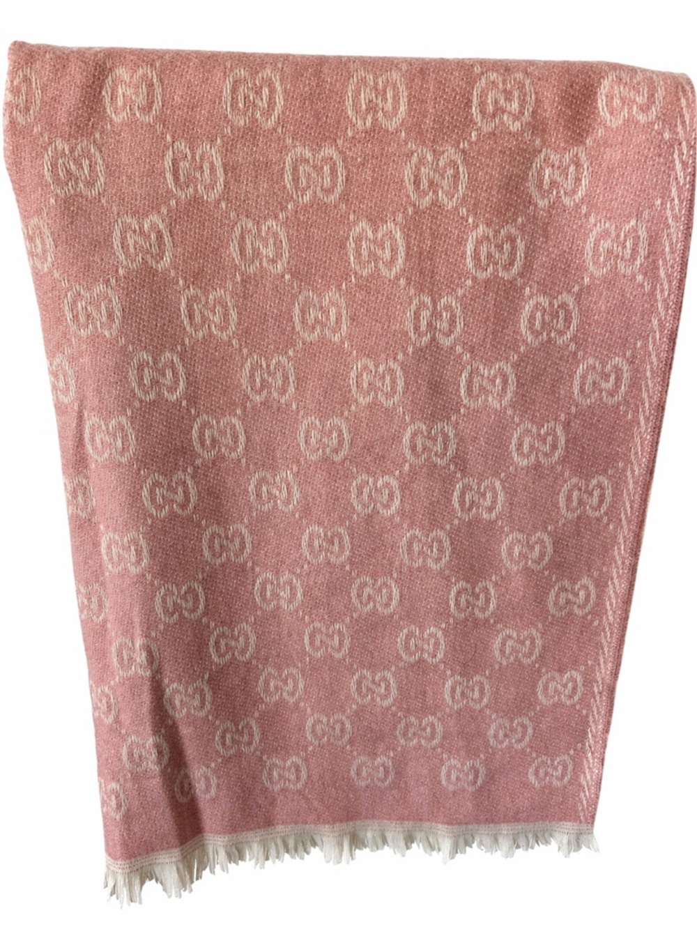 Pink GG Logo 80% Cashmere Jacquard Scarf
